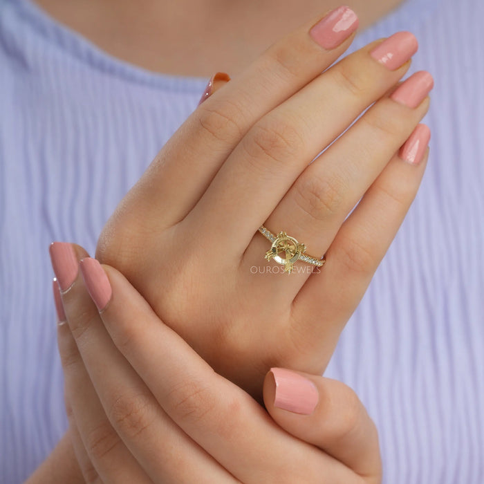 Semi Mount Solitaire Accent Diamond Engagement Ring