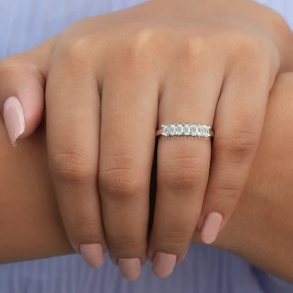 7 Stone Emerald Cut Wedding Band