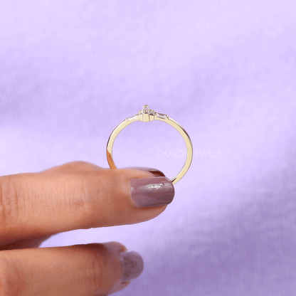 Baguette Cut Lab Diamond Dainty Ring