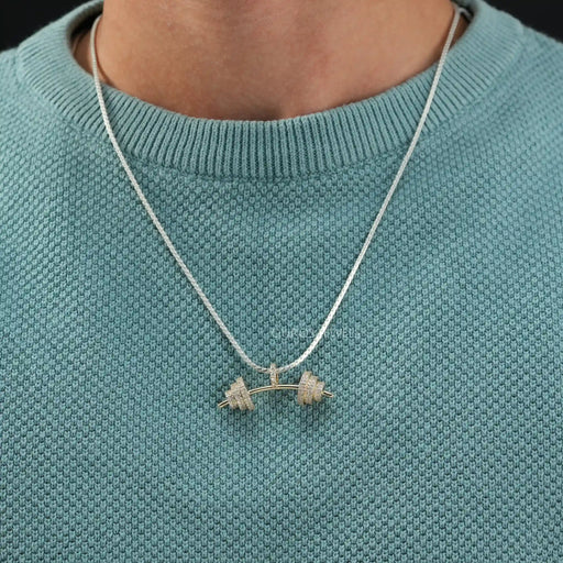 Round Cut Lab Grown Diamond Dumbbell Pendant