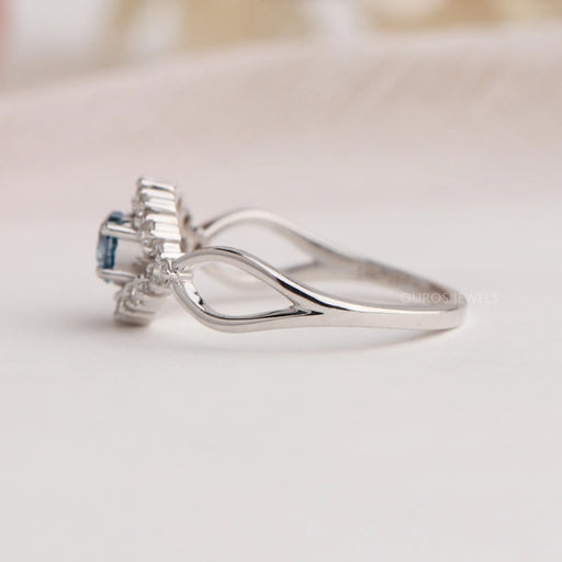 Blue Heart Cut Halo Infinity Diamond Ring
