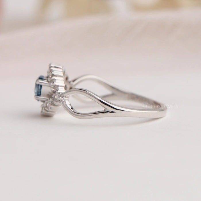 Blue Heart Cut Halo Infinity Diamond Ring
