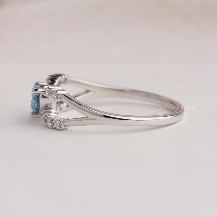 Blue Heart Diamond Split Shank Ring