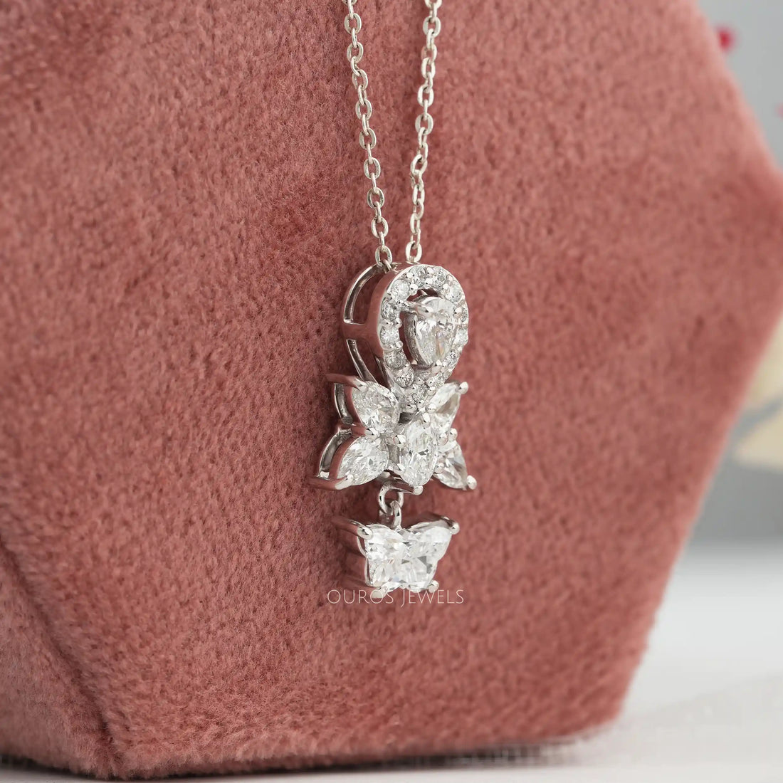 Butterfly Cut Lab Diamond Bridal Pendant