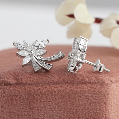 Marquise-Cut Cluster Diamond Earrings Earring