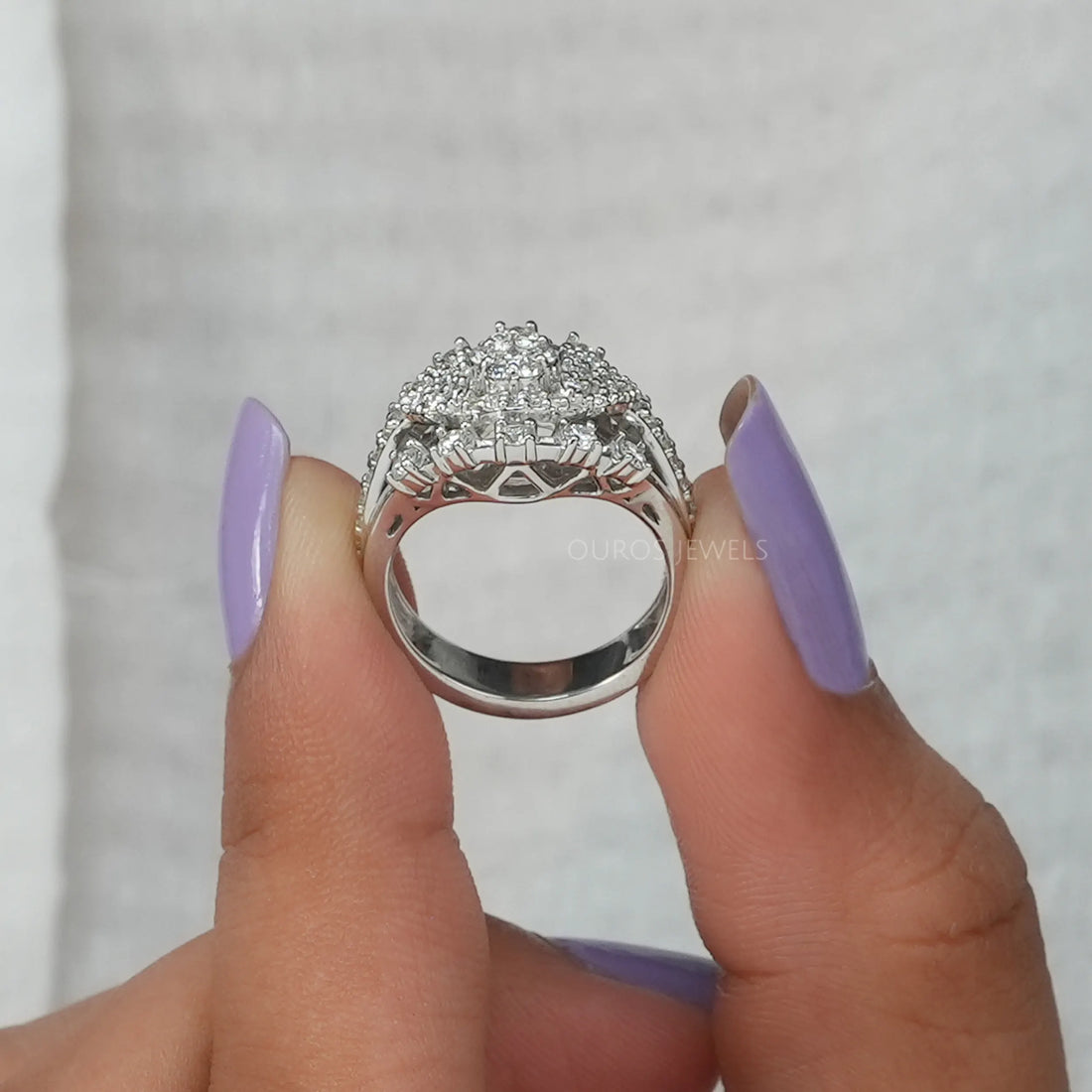 Floral Style Round Cluster Diamond Engagement Ring