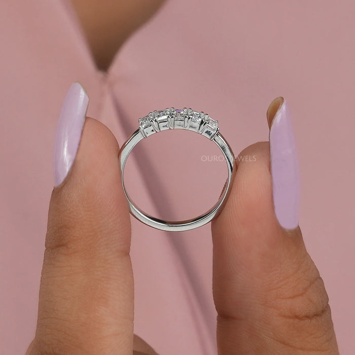 Five & Seven Stone Emerald Cut Lab Grown Diamond Wedding Band Rings