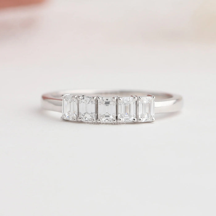 Five & Seven Stone Emerald Cut Lab Grown Diamond Wedding Band Rings