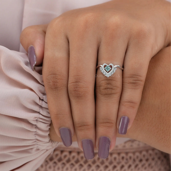 Heart Shape Cushion Diamond Dainty Ring