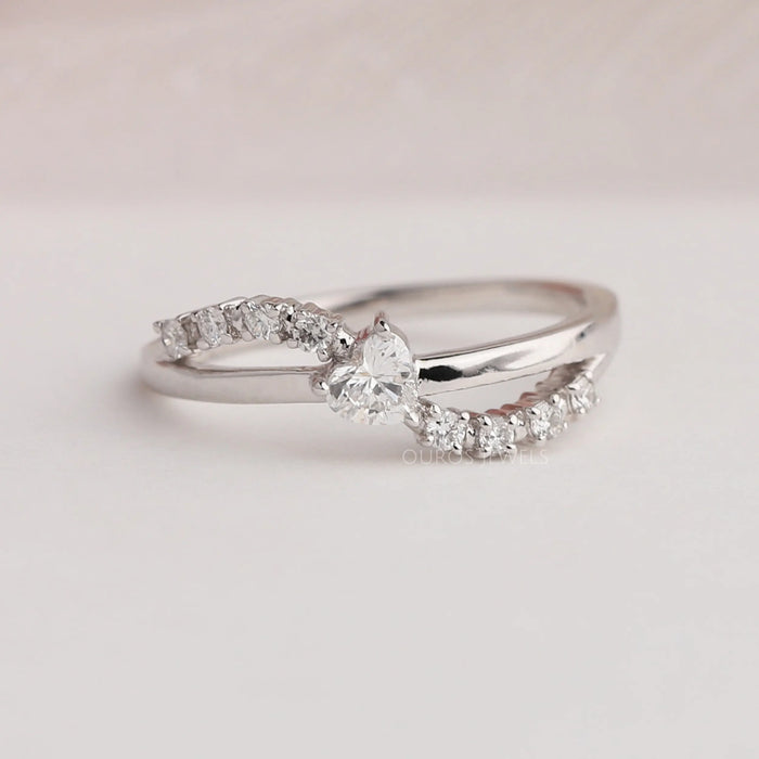 Heart Cut Solitaire Accent Engagement Ring