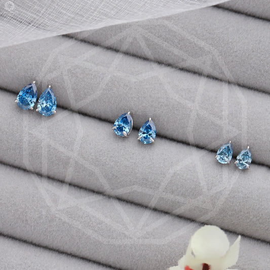 Lab Grown Blue Diamond Studs Earrings