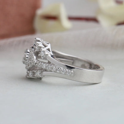 Floral Style Round Cluster Diamond Engagement Ring