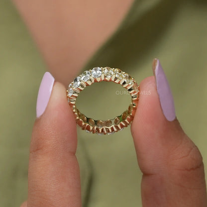 Yellow Oval Cut Lab Grown Diamond Eternity Wedding Band