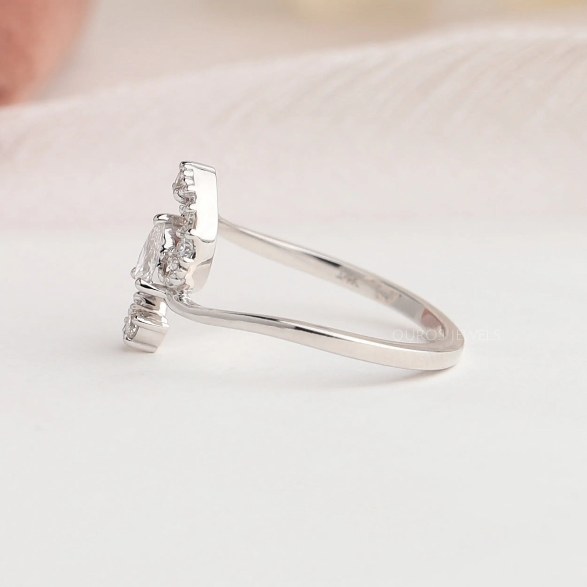 Pear Cut Lab Cluster Diamond Bypass Ring