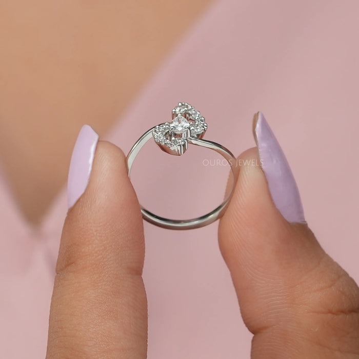 Pear Cut Lab Cluster Diamond Bypass Ring