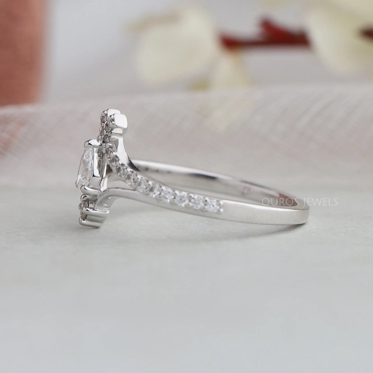 Pear Diamond Enhancer Curved Style Ring