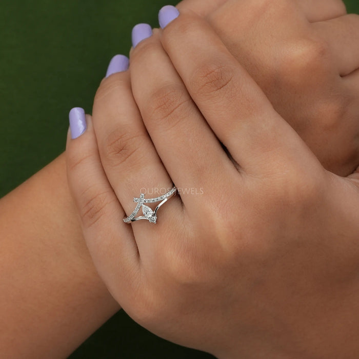 Pear Diamond Enhancer Curved Style Ring