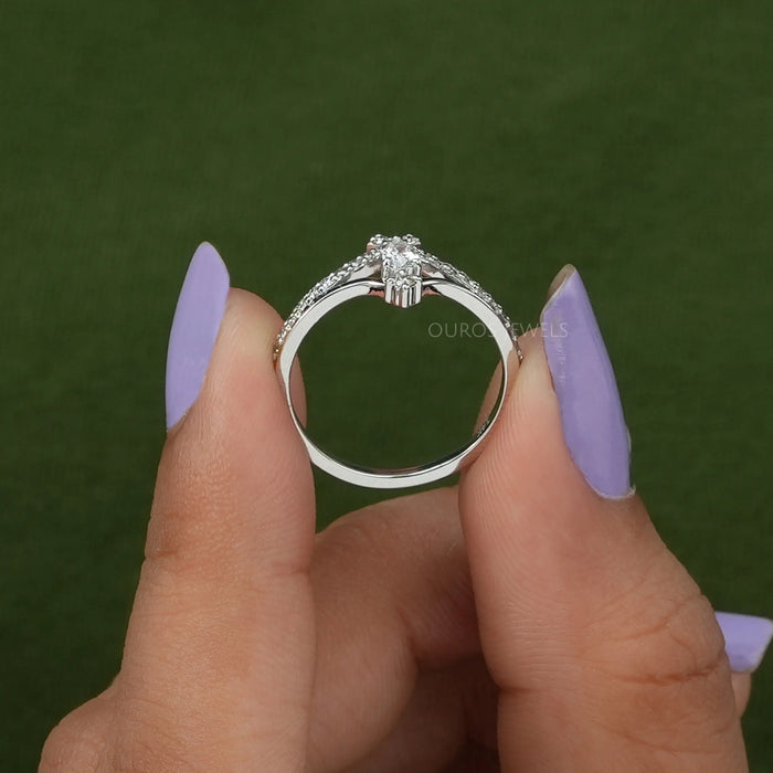 Pear Diamond Enhancer Curved Style Ring