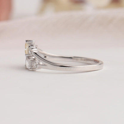 Princess And Round Cut Lab Diamond Cluster Ring