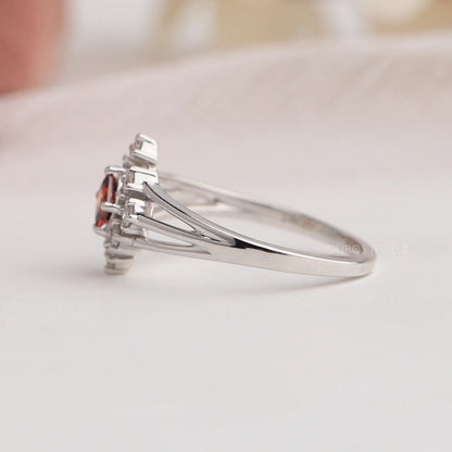 Red Princess Diamond Dainty Ring