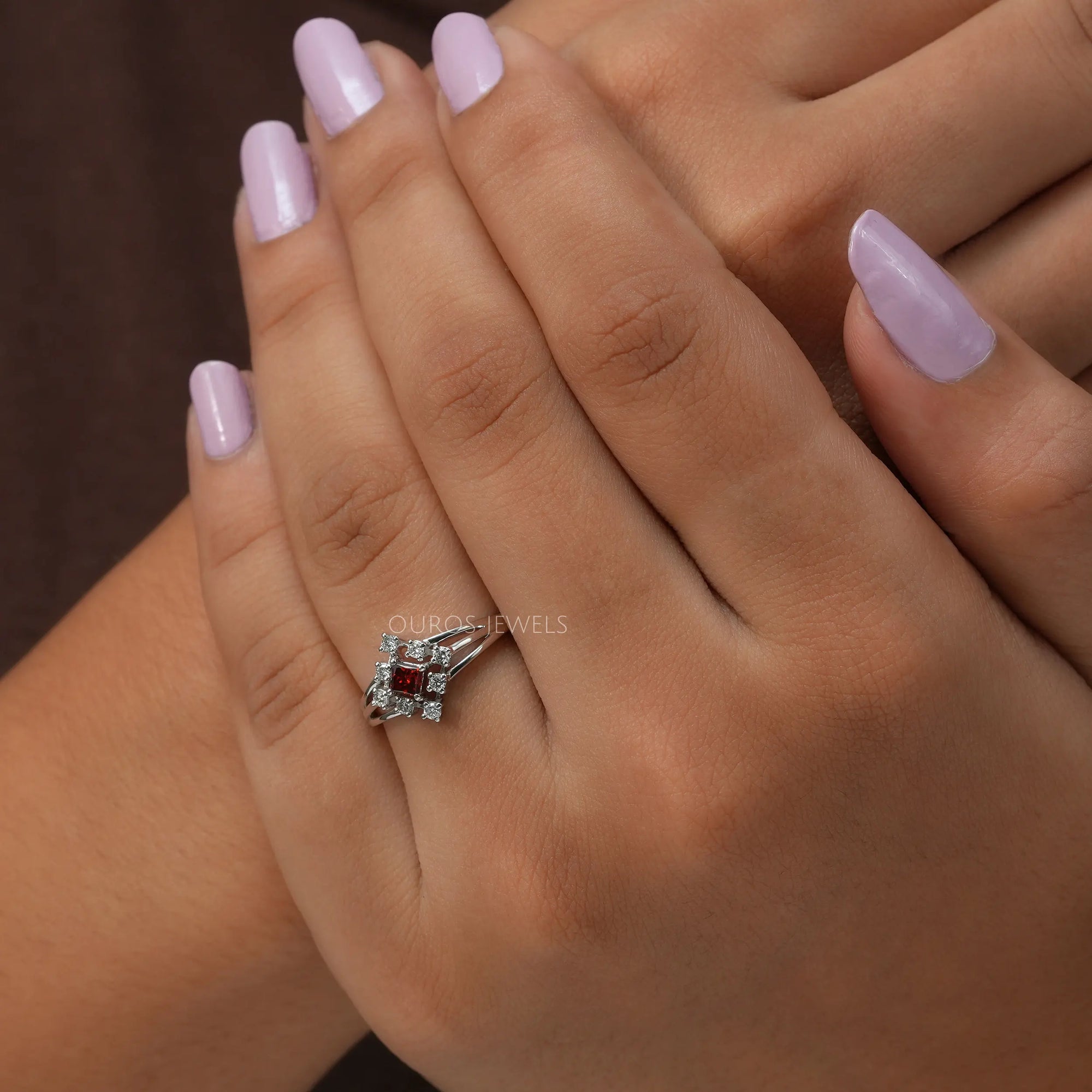 Red Princess Diamond Dainty Ring