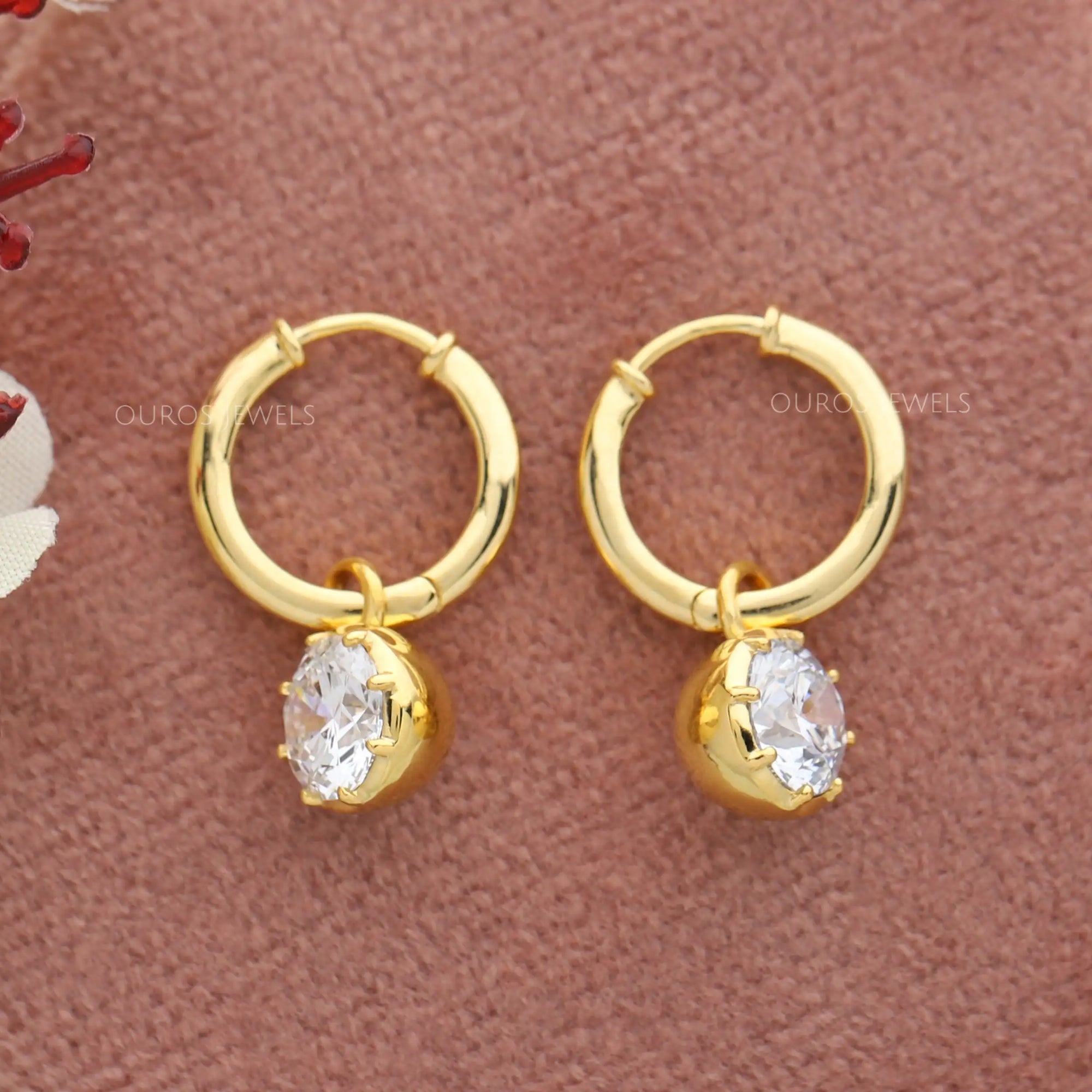 Round Diamond Drop Dangle Earrings