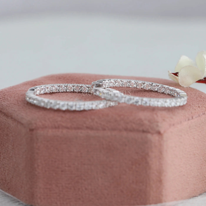 Round Diamond Inside Out Hoop Earrings Earring