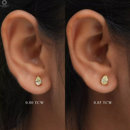 Yellow Pear Diamond Solitaire Stud Earrings
