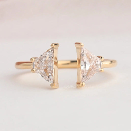 Antique Shape Trapezoid Cut Two Stone Open Cuff Ring Rings