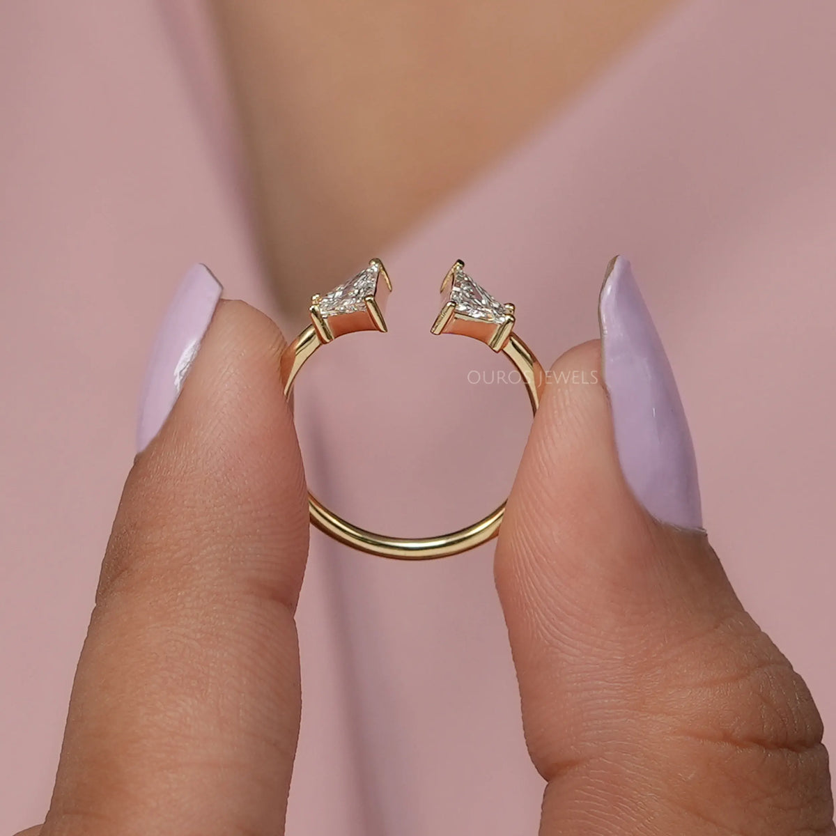 Antique Shape Trapezoid Cut Two Stone Open Cuff Ring Rings