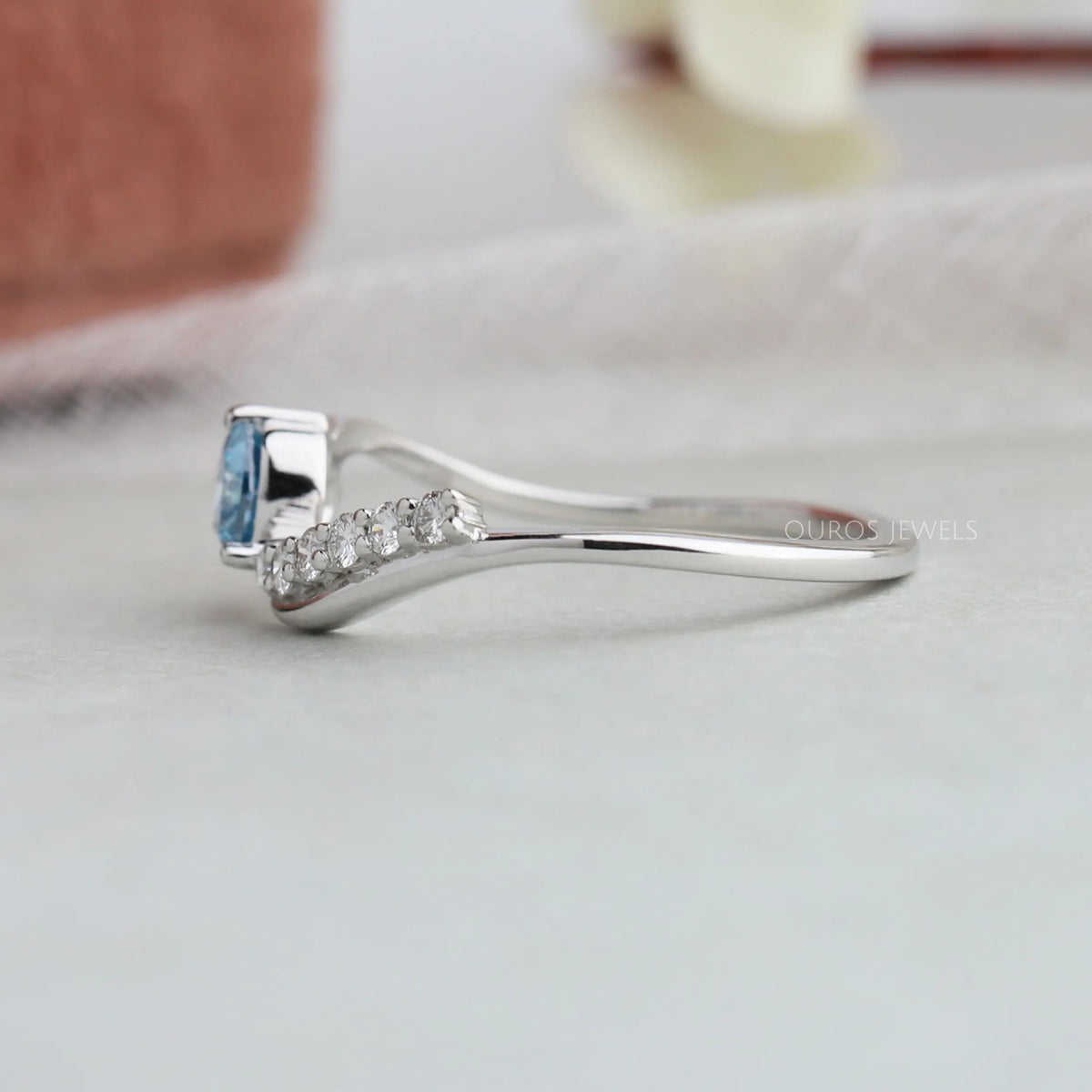 Blue Heart Diamond Bypass Set Ring