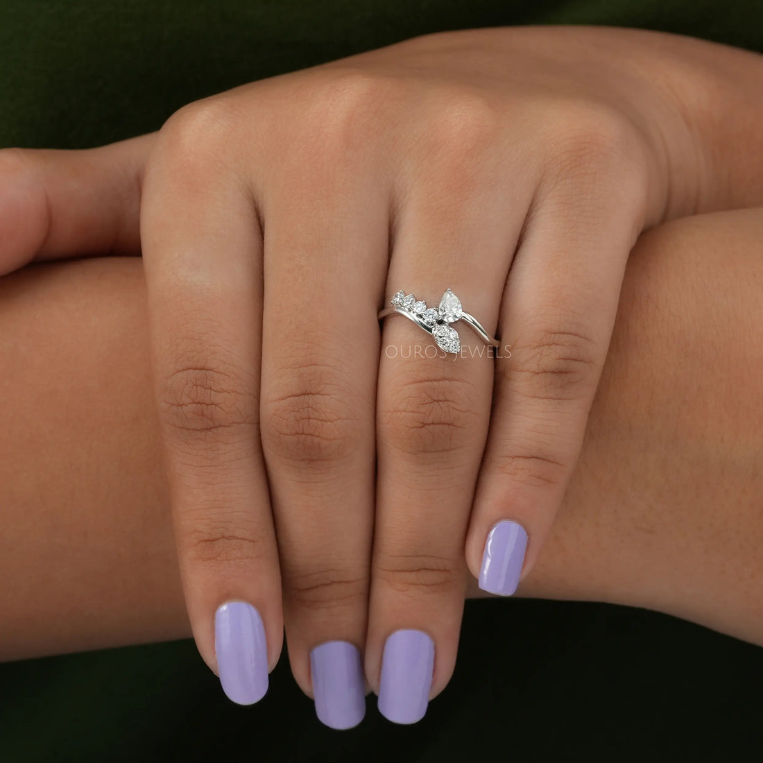 Pear Cut Lab Grown Diamond Bypass Ring