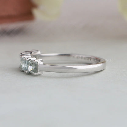 Green Princess Cut Five Stone Wedding Ring