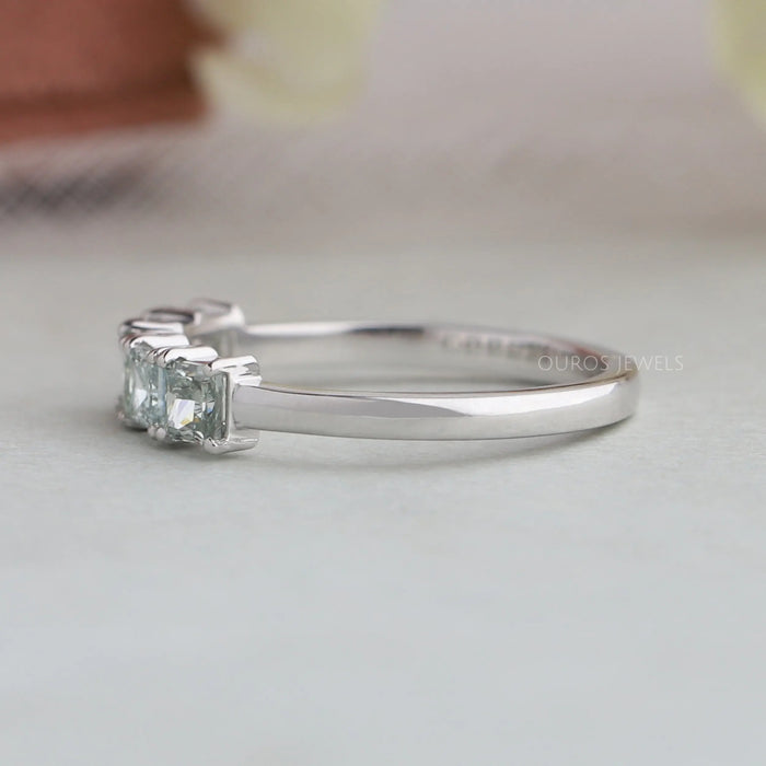 Green Princess Cut Five Stone Wedding Ring