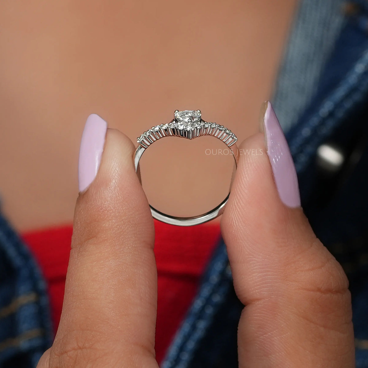 Heart Cut Lab Diamond Curved Ring