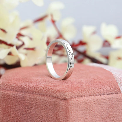 Mountain Pattern Engraved Unisex Band Rings