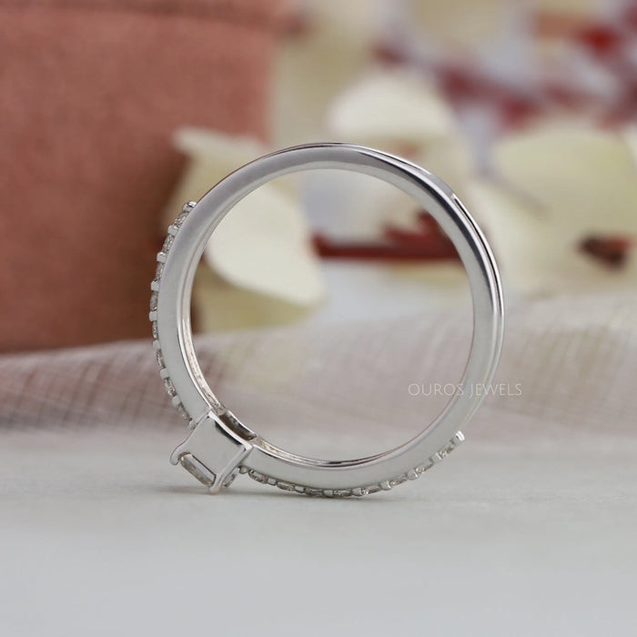 Olive Emerald Diamond Solitaire Accent Ring Rings