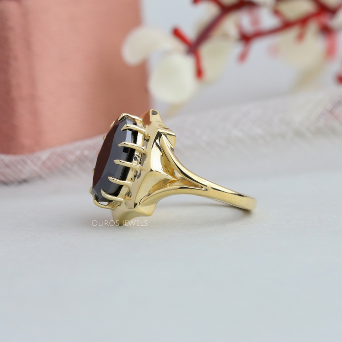 Octagon Shape Oval Cut Diamond Engagement Ring