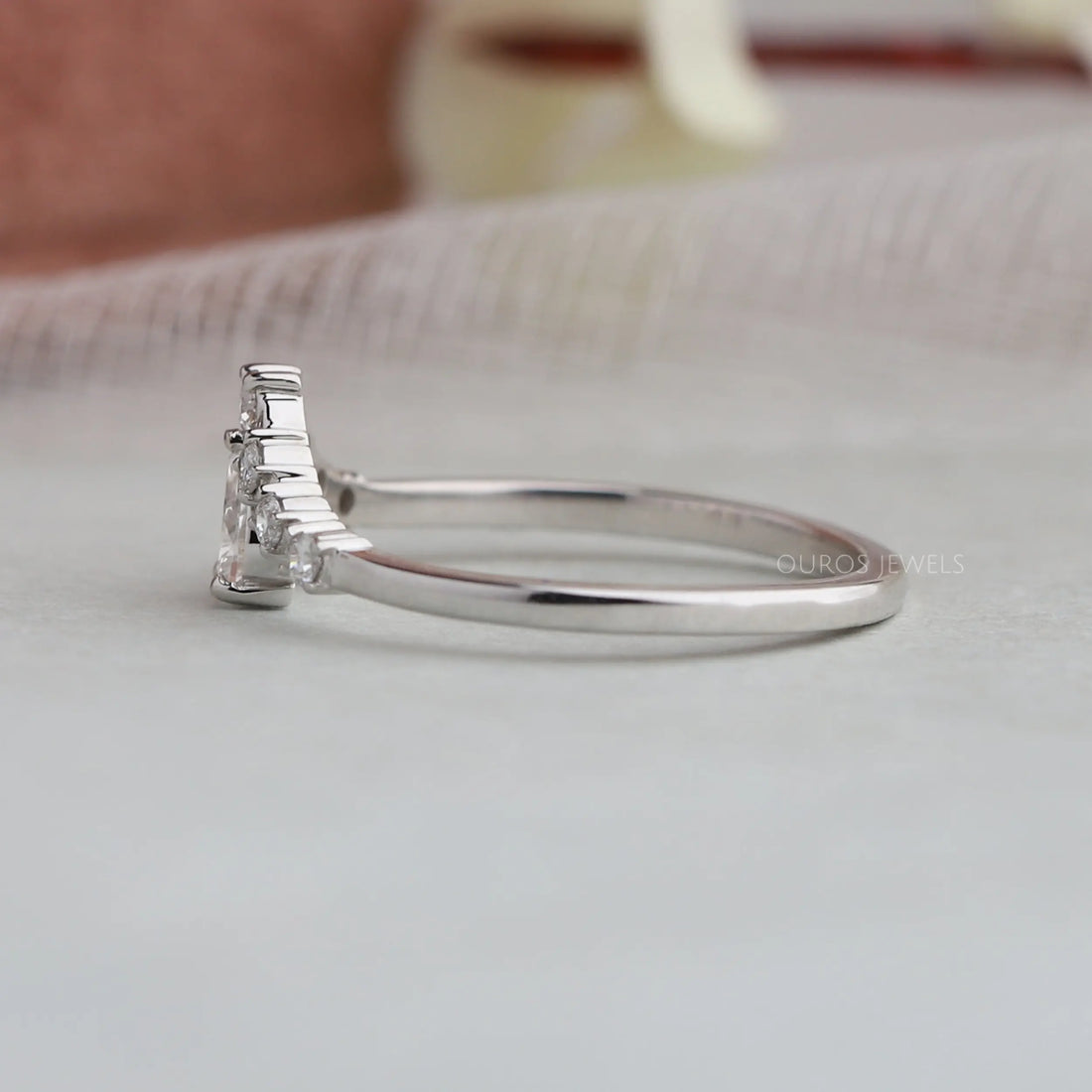 Pear Diamond Curved Wedding Band