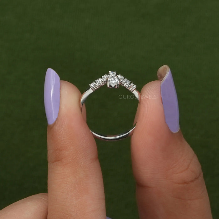 Pear Diamond Curved Wedding Band