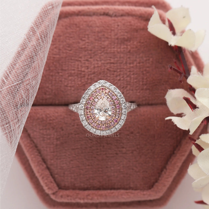 Pear Diamond Halo Engagement Ring