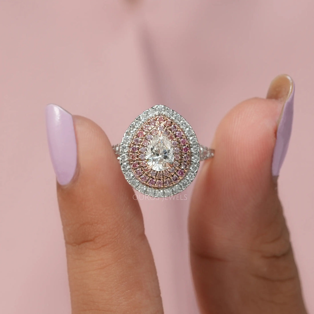Pear Diamond Halo Engagement Ring