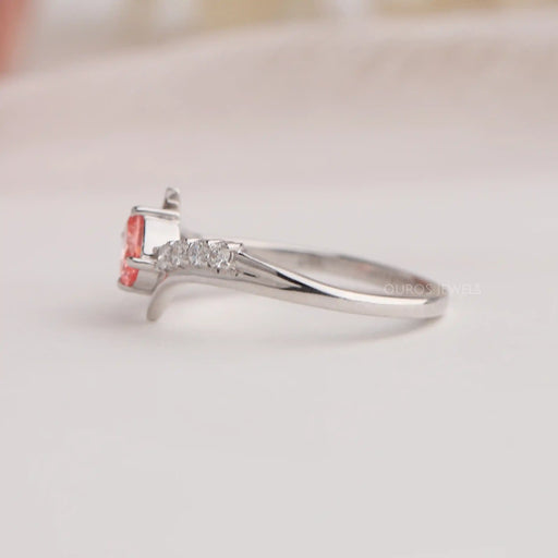 Pink Oval Cut Bypass Set Diamond Ring