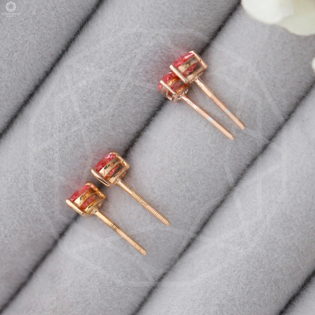 Pink Pear Diamond Rose Gold Stud Earrings Earrings