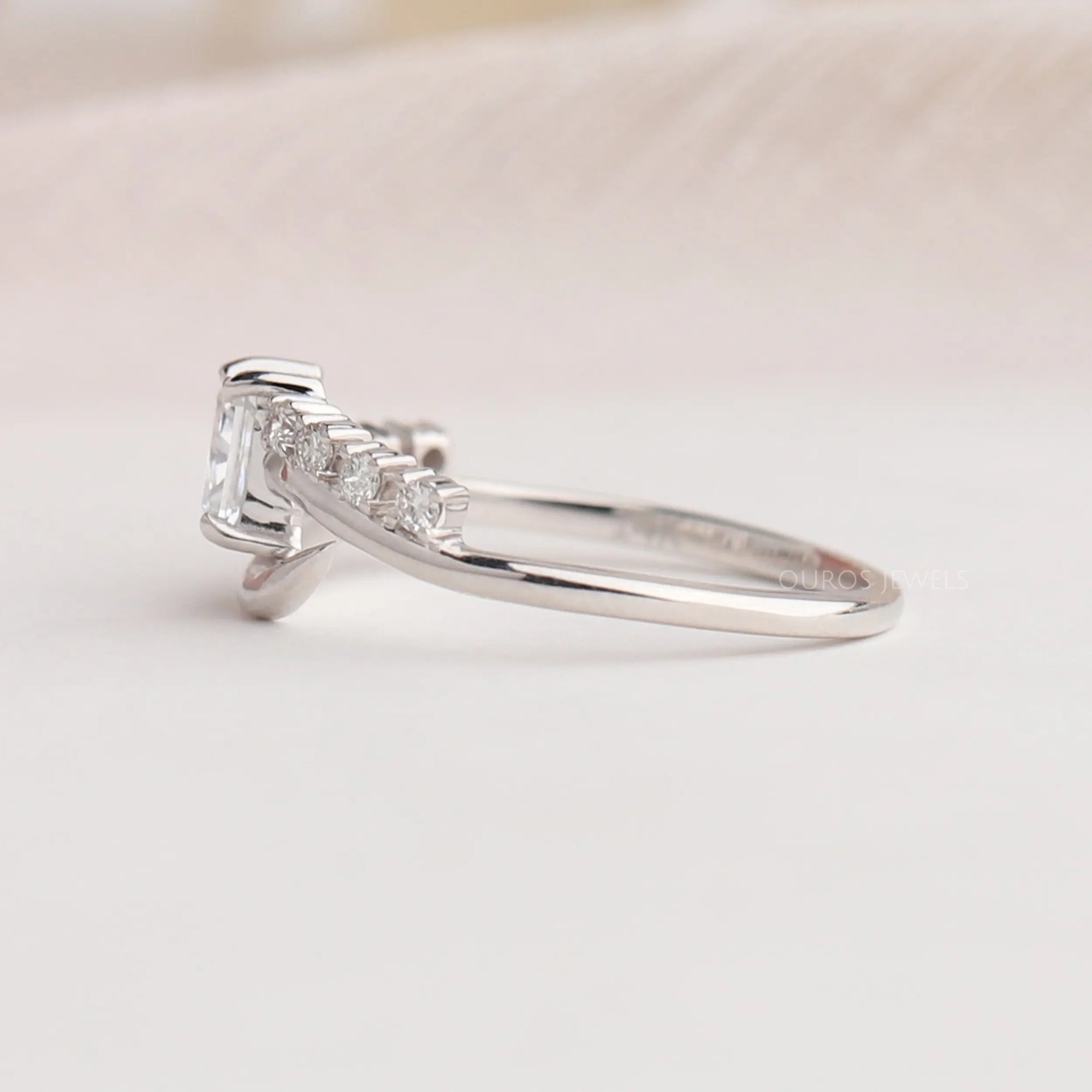 Radiant Cut Accent Diamond Wedding Ring