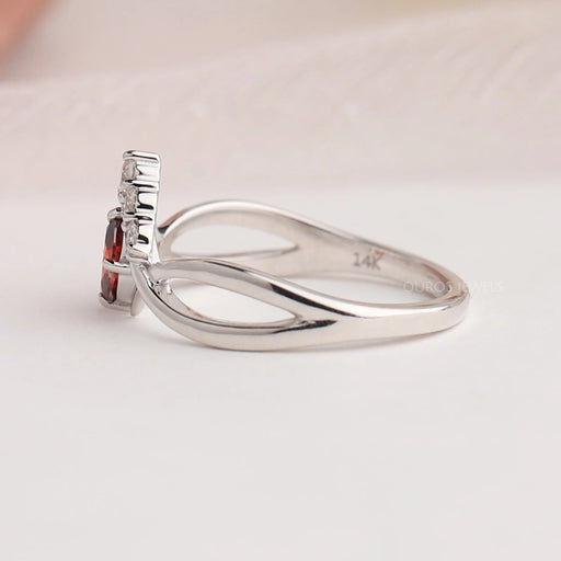 Red Oval Diamond Infinity Dainty Ring