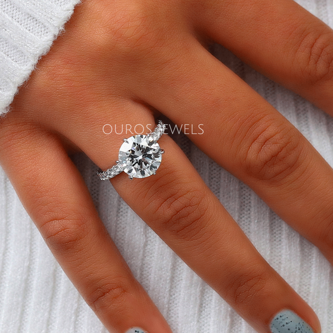Six Prong Round Lab Grown Diamond Solitaire Ring Rings