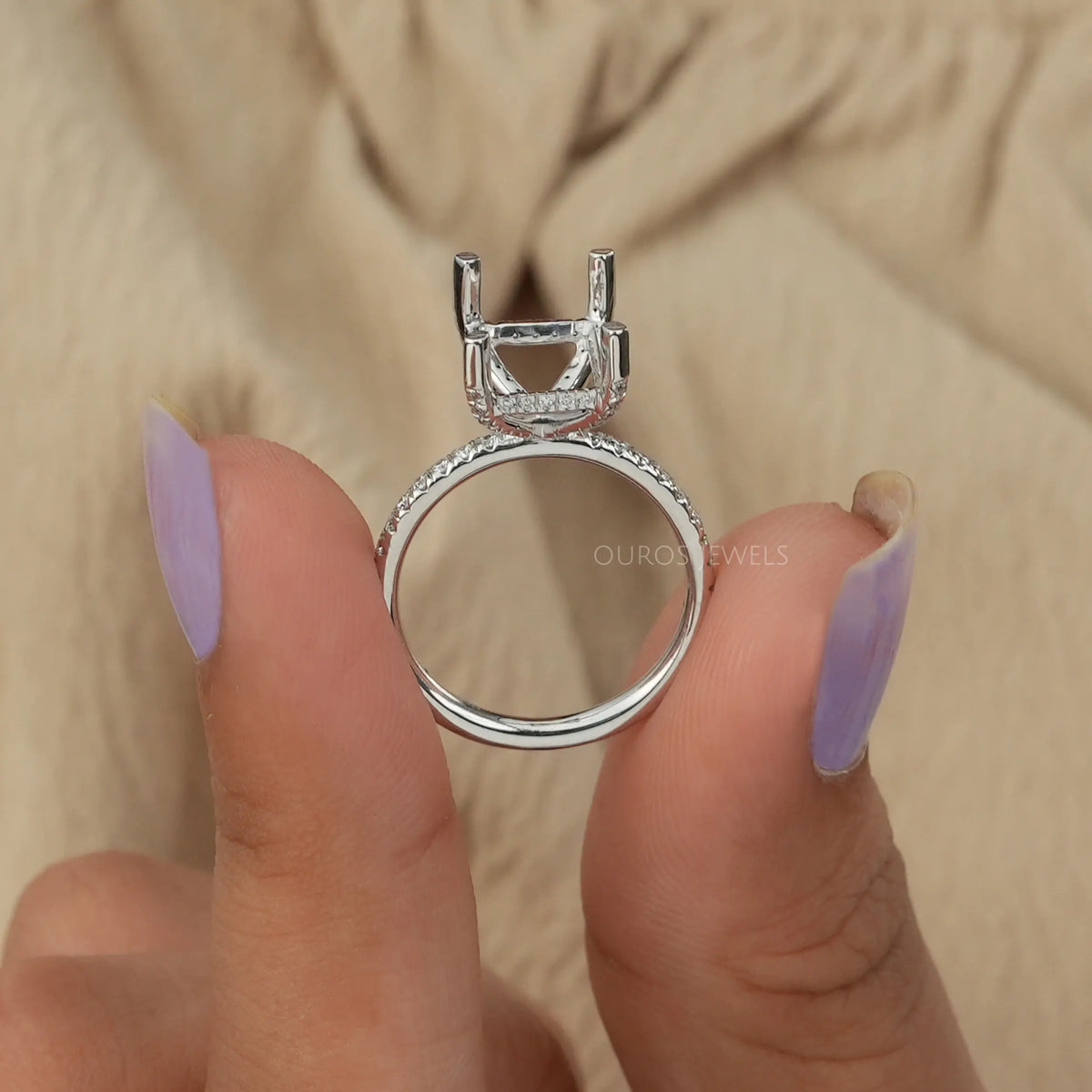 Radiant Shape Semi Mount Hidden Halo Ring