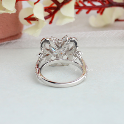 Unique Butterfly Cluster Diamond Engagement Ring