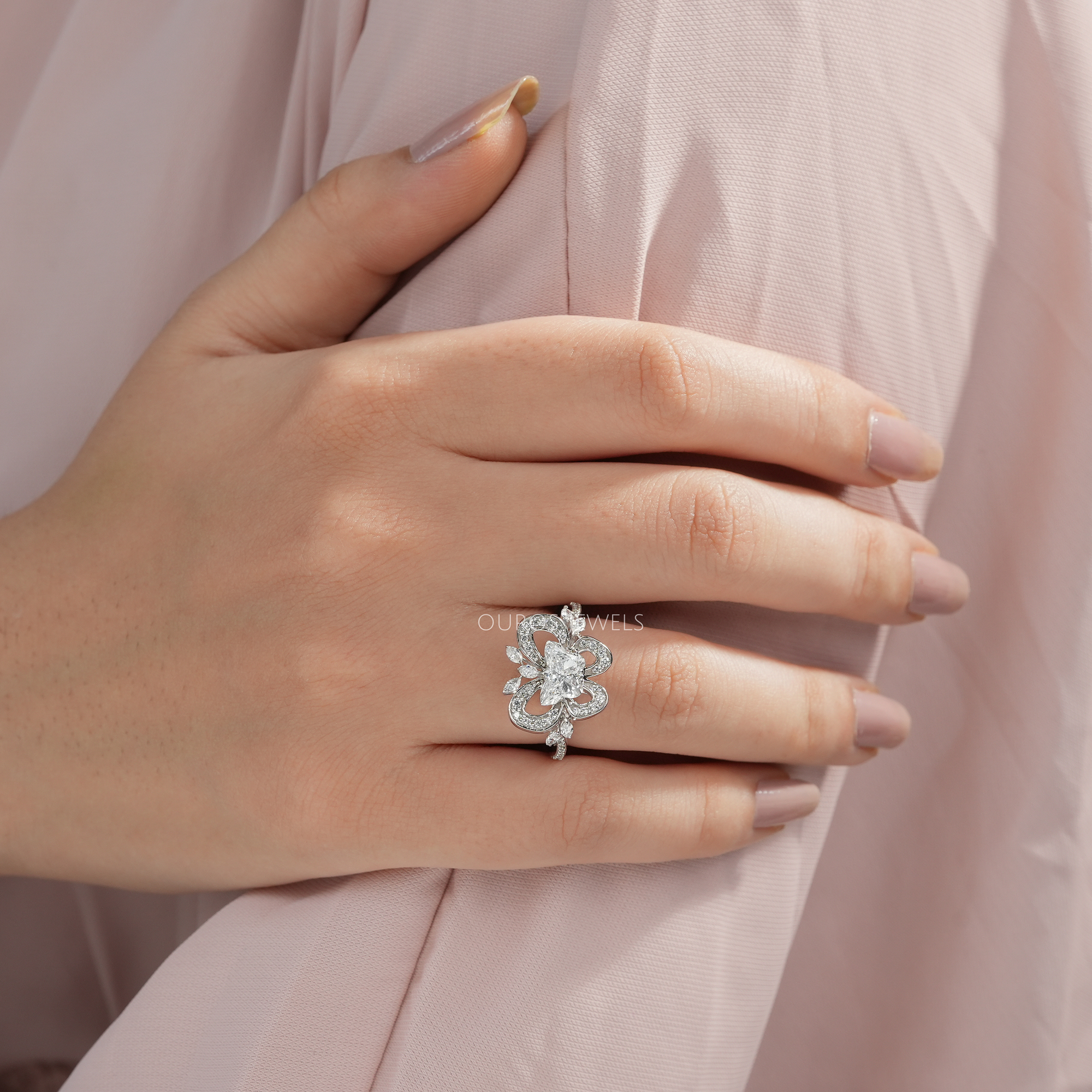 Unique Butterfly Cluster Diamond Engagement Ring